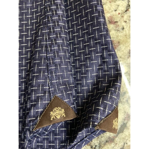Circle of Gentlemen Shirt 38/15 Navy Geometric Pattern Slim Fit Dress Shirt Luxe - Picture 6 of 8